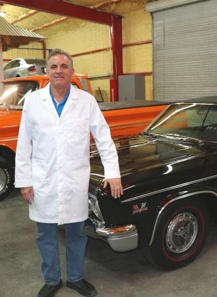 Rick Vaal, founder of The Lab Zone private label chemical manufacturer, with vintage cars